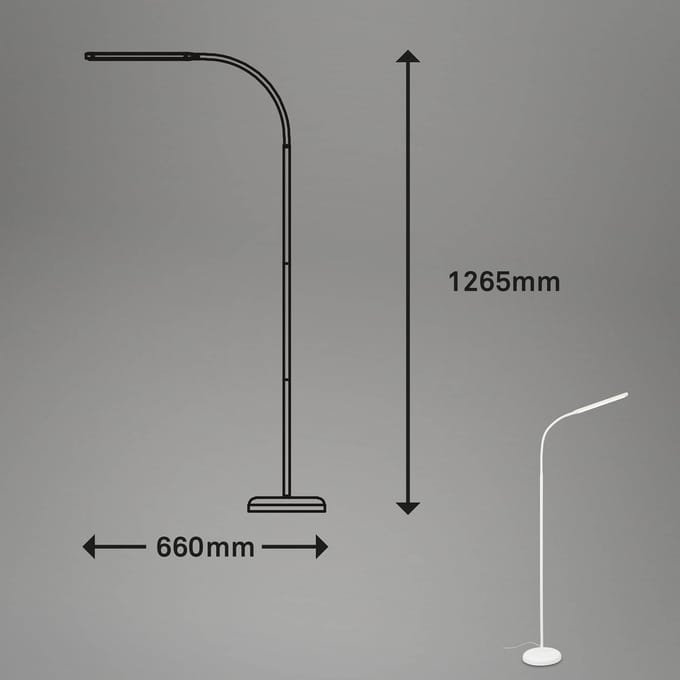 BRILONER Pivaz - Vloerlamp dimbaar - woonkamer staande lamp - met touch - wit - h: 126.5cm