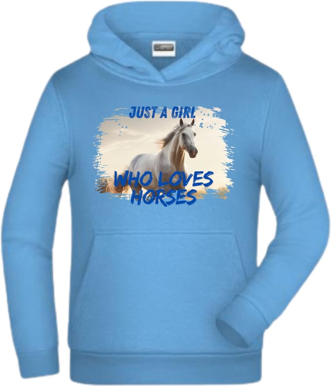 Lichtblauwe hoodie met paard - Blauw - 146/152