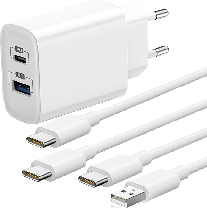 20w usb C Oplader 2 Poorten Universeel - Usb Stekker - Usb lader voor smartphone, tablet, e-reader, smartwatch, koptelefoon, bluetooth speaker