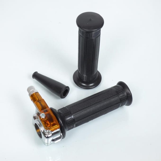 Poignée d'accélérateur mini Targa métal chrome tirage Droit pour mobylette cyclo