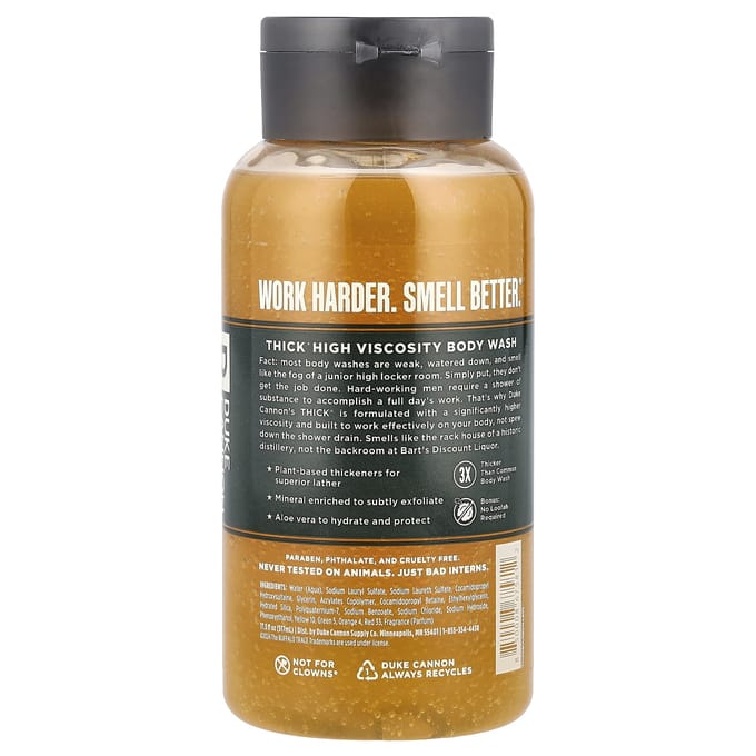 Duke Cannon Supply Co., Thin® Douchegel, Buffalo Trace®, Eikenvat + Amber, 17,5 fl oz (517 ml) beige
