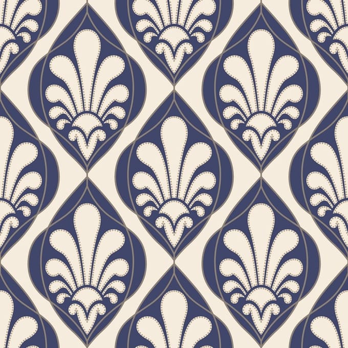 Barok behang 240139 blauw creme goud