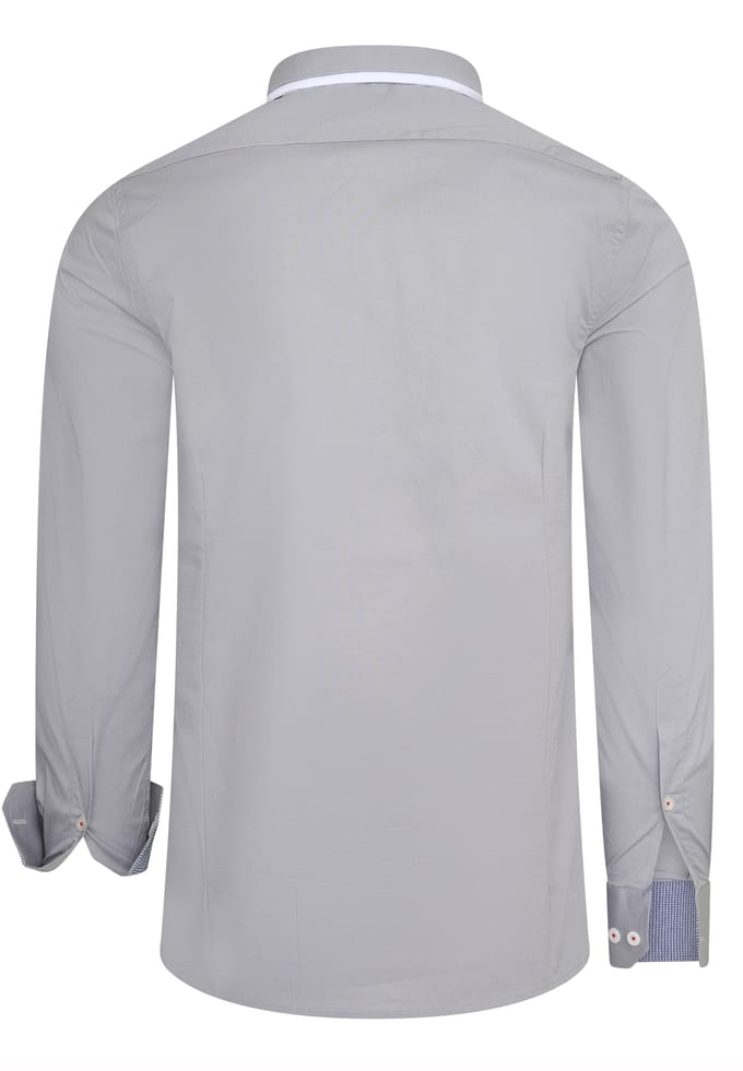 Stretch casual overhemd met dubbele kraag