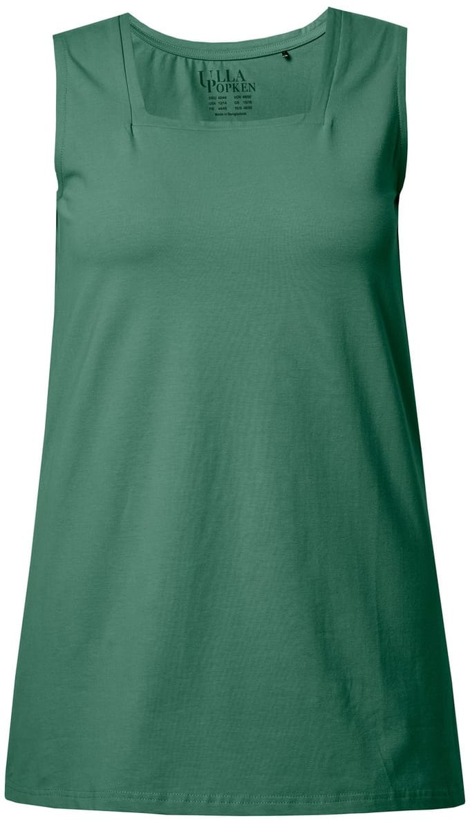 Ulla Popken - Dames - Longtop classic fit carréhals mouwloos - Donker eucalyptus - Maat 58+