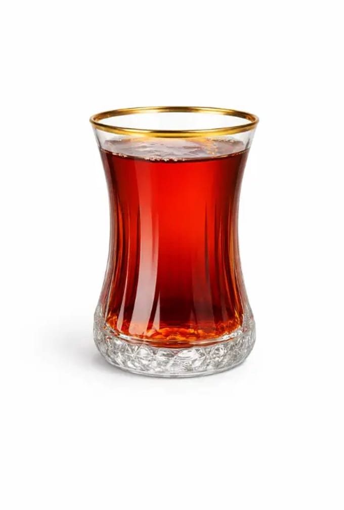 Pasabahce - theeglazen - Elysia - gouden rand - goud - set van 6, 170 ml, 9,5×6,5 cm
