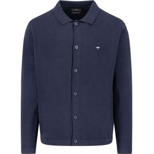 Fynch-Hatton Vest Uni Color Superfine Cotton Buttons Navy / male