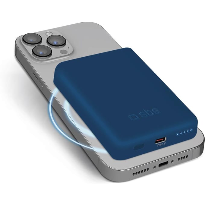 SBS TEBB5000MAG1CB - Powerbank - 5000 mAh - Magnetisch MagSafe - Blauw