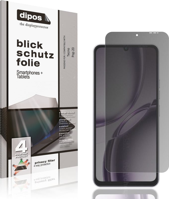 dipos – Matte Privacy Screenprotector geschikt voor Tecno Pop 20 | Anti-Spy Beschermfolie