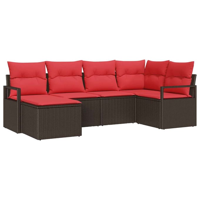 vidaXL Bankstel 6 st Bruin poly rattan