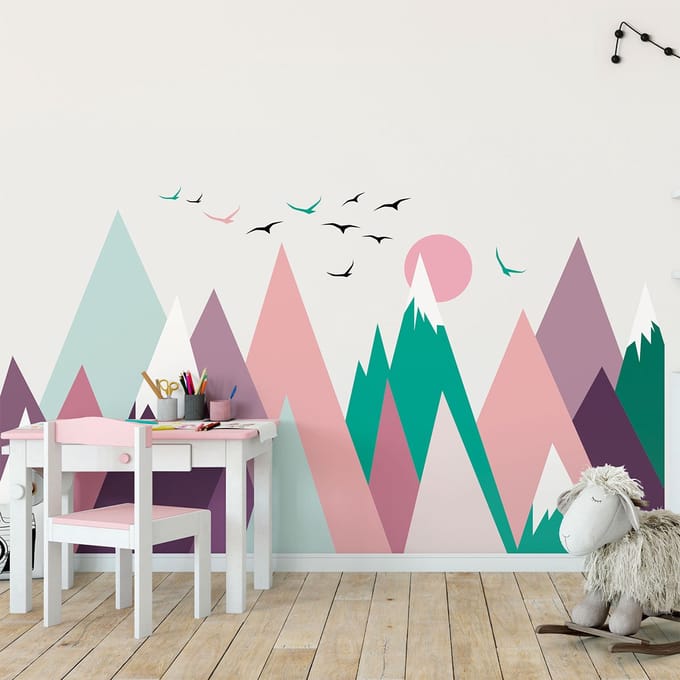 Stickers met Scandinavische bergen voor kinderen van Anielka, 50 x 75 cm