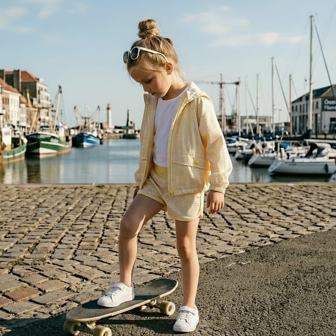 Ducksday - Jas - Windstopper - Waterafstotend - Unisex - Lemon - Geel - Back to school - 122/128 - 8 jaar