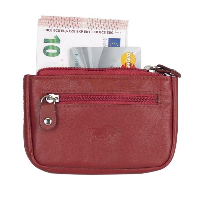 Portemonnee Dames – Rood - Soepel Leer - Sleuteletui met rits – Mini Portemonnee - Arrigo