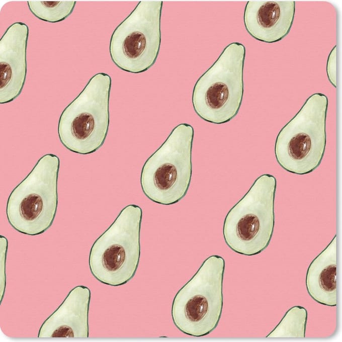 Muismat 20x20 cm - Mousepad Avocado - Roze - Fruit - Muismatten