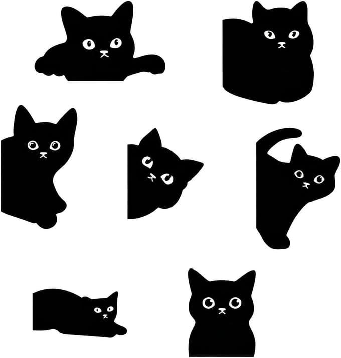 Magnetische Boekenleggers Kat - Set van 7 Zwarte Kat Ontwerpen - Schattig en Functioneel - ShopVlot