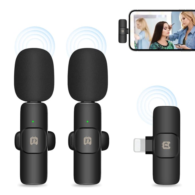 PULUZ PU3150B Eén-trigger-twee Mini 2.4G draadloos microfoonsysteem Clip-on microfoon 20M transmissie zwart