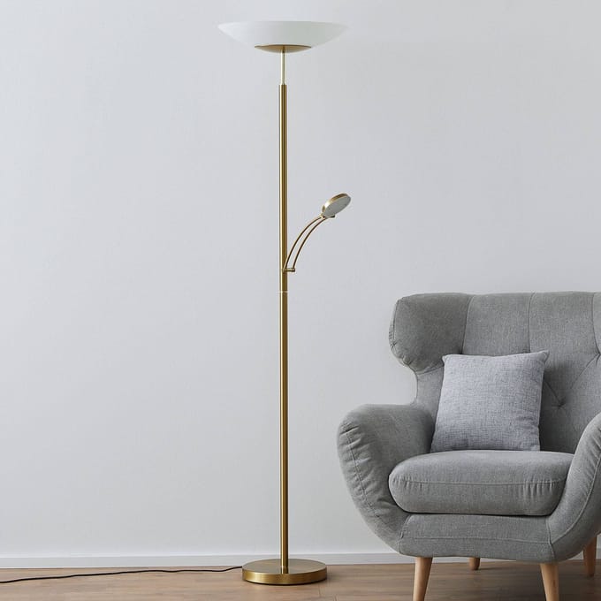 Paul Neuhaus LED vloerlamp Alfred, messingkleurig, dimbaar