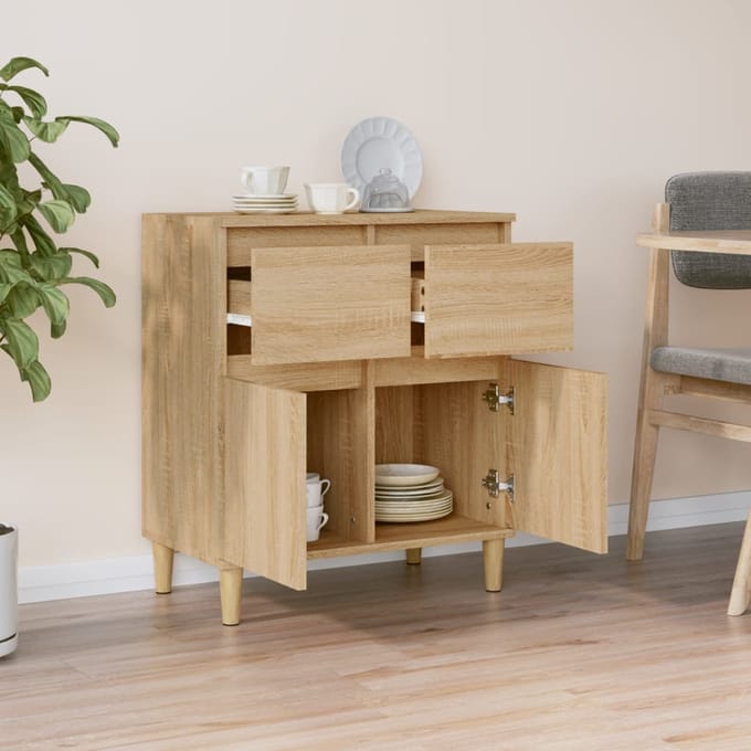 vidaXL - Dressoir - 60x35x70 - cm - bewerkt - hout - sonoma - eikenkleurig