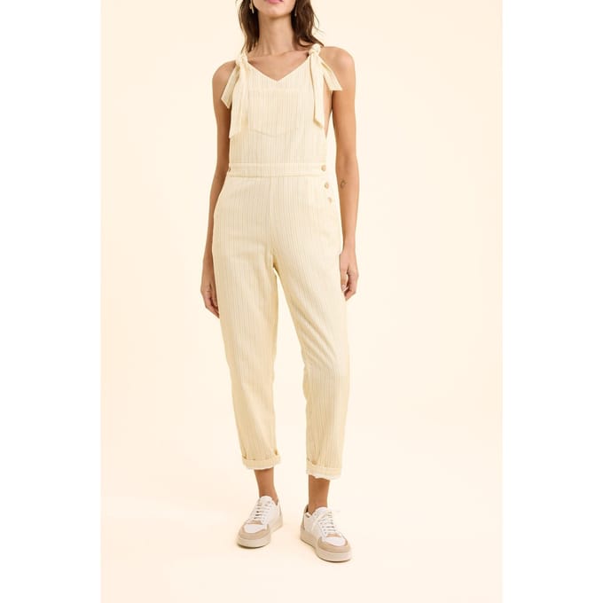 ICode Ecru Denim Dungarees With Yellow Stripes Ecru Taglia: 42 | Tute Outlet | Donna | Blu