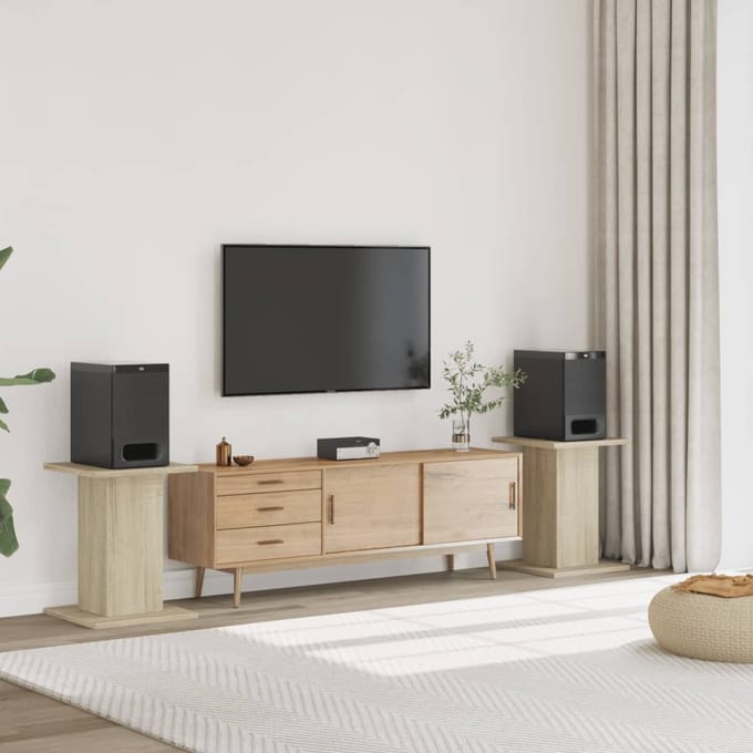 vidaXL - Speakerstandaards - 2 - st - 30x30x60 - cm - bewerkt - hout - sonoma - eiken