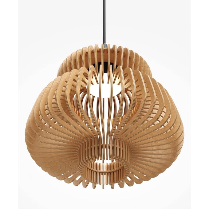 Maytoni LED hanglamp Namiki, Ø 35 cm, hout, CCT, 14 W