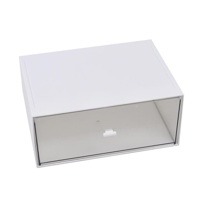 Bureau Organizer Duidelijk Plastic Stapelbare Kaptafel Opbergdoos met Lade voor Thuis Kantoor Bureau white