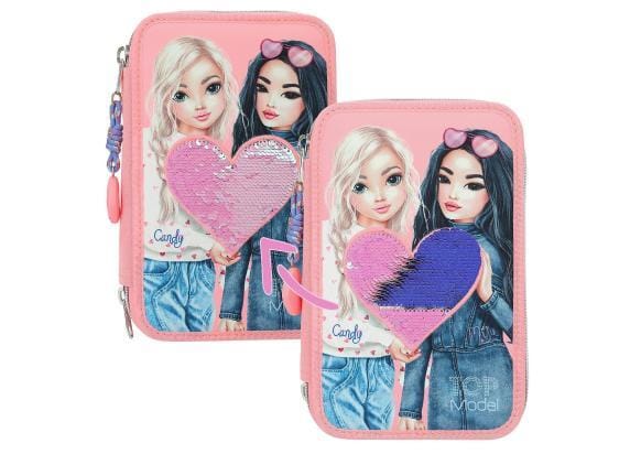 Top Model TOPModel 3-vaks etui met wrijfpailletten Pennenzakken en -etui's