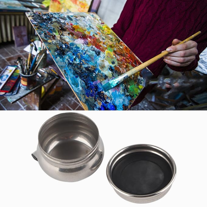 Gobelet de peinture à l'huile en acier inoxydable, récipient pour palette à double ou simple (F-332) white