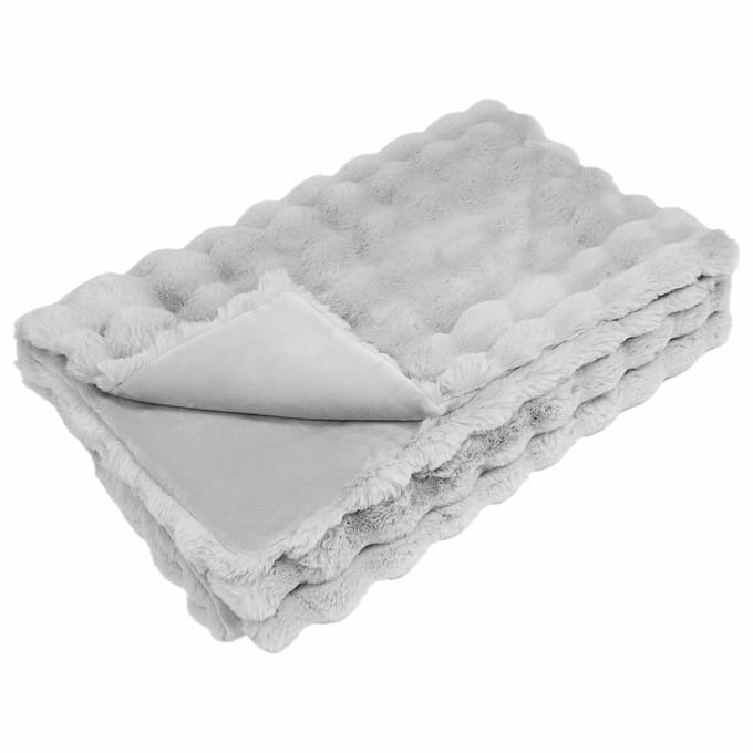 vidaXL - Antislip - deken - van - imitatie - konijnenbont - Olite - Grijs - Polyester