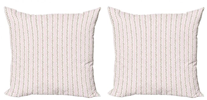 ABAKUHAUS Jaargang Kussensloop Set – 2x60x60 cm – Dubbelzijdig – Lichtroze/Wit