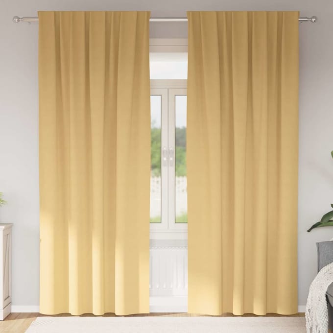 vidaXL - Blackout - Gordijnen - met - Ringen - 2 - st - Beige - 245 - x - 140 - cm - Polyester