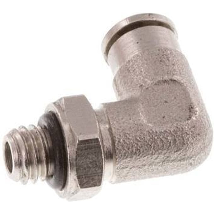 3mm x M 5 90 graden L-verbinding Messing Insteekfitting Buitendraad Draaibaar NBR