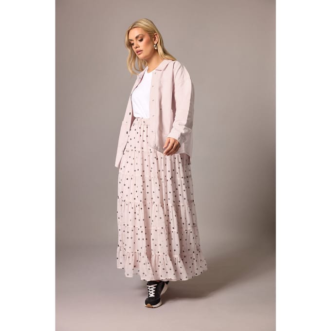 Limited Collection Roze Chiffonrok Met Polkadots Size 48