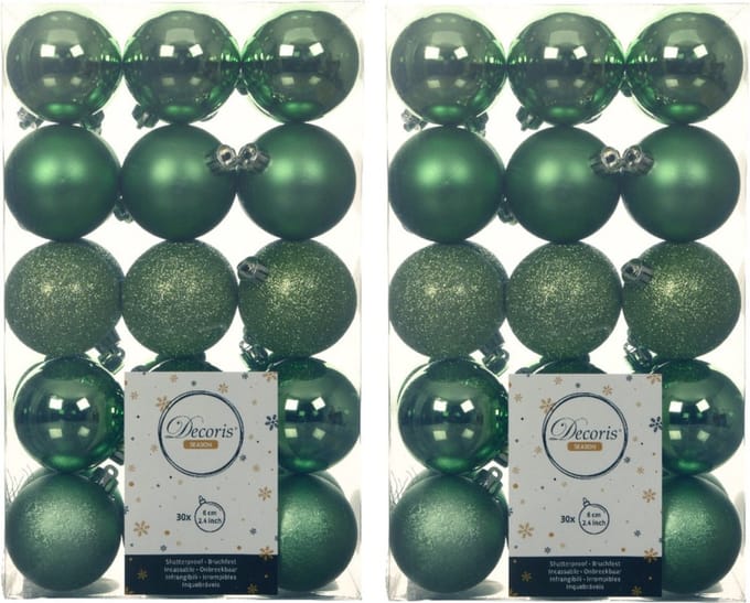 Decoris kerstballen - 60x st - groen - D6 cm - kunststof - kerstversiering