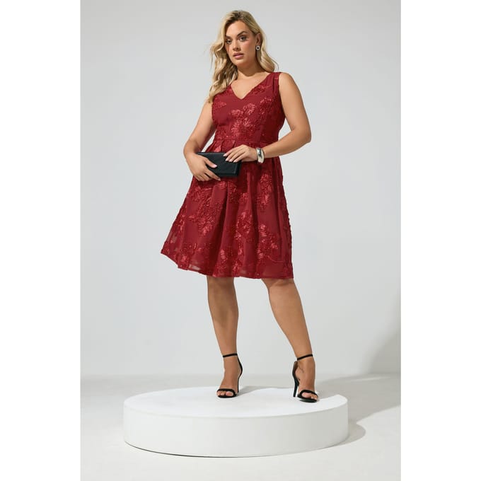 Yours London Rode Minijurk Met Bloemen Size 38