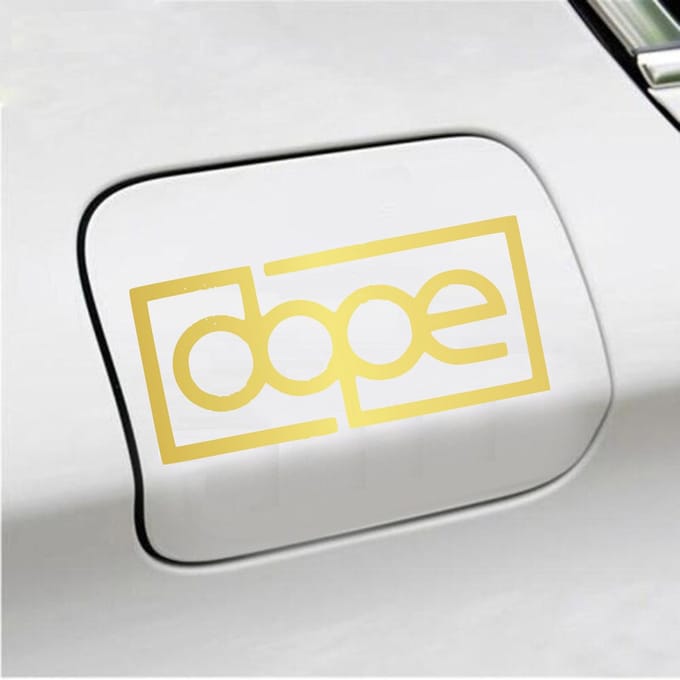 Bumpersticker - Dope - 6,8 X 14,8 - Goud