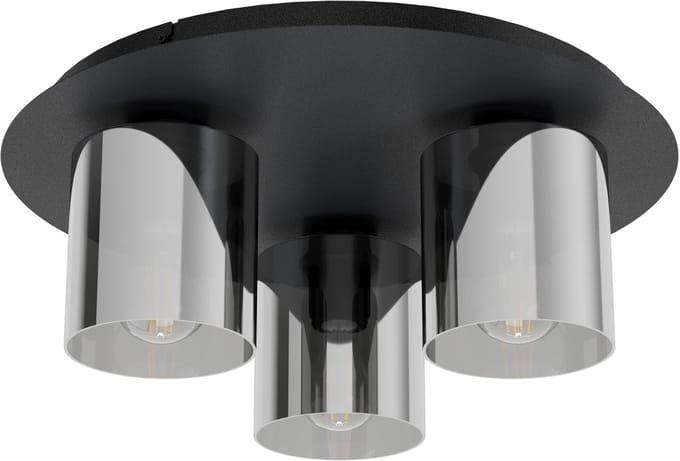 EGLO Gorosiba plafondlamp - E27(excl.) - 45cm - rookglas - Metaal - Zwart