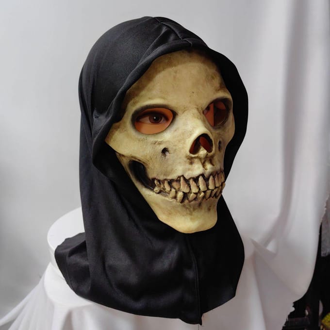 Masque de crâne d'horreur pour Halloween One size beige