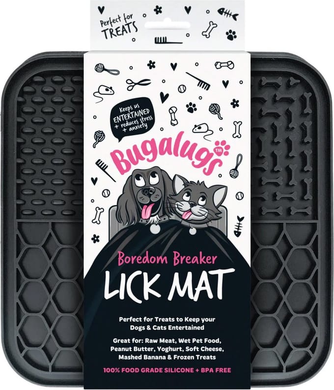 Bugalugs likmat voor dieren - Slowfeeder - Honden - Katten - Siliconen - Zwart