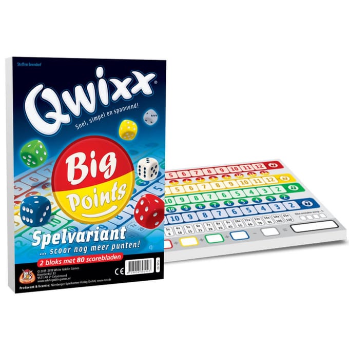 White Goblin Games Qwixx Big Points - Dobbelspel uitbreiding - 2 scorebloks