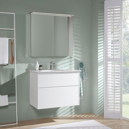 Villeroy & Boch Finero vanity unit 80 cm with washbasin and mirror cabinet, 2 drawers S00402DHR1