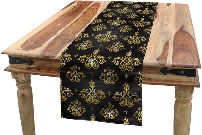 ABAKUHAUS geel damast tafelrok – 40x180 cm, polyester