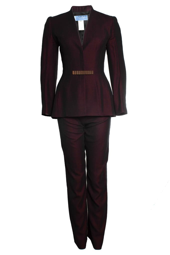 Thierry Mugler, bordeaux kleurige blended pak