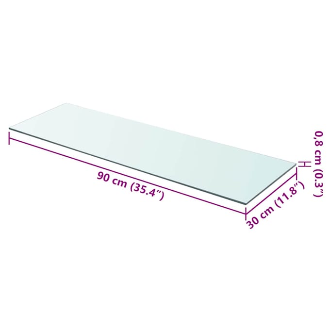 vidaXL - Wandschap - transparant - 90x30 - cm - glas