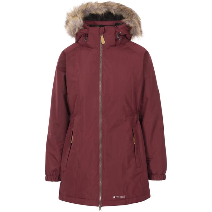 Trespass - Dames Celebrity Geïsoleerd Extra Lange Parka Jas (Donkere kers)
