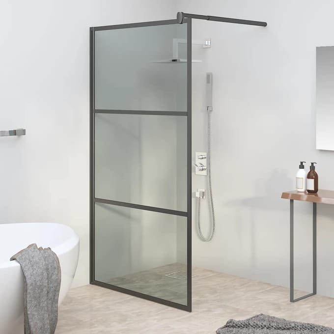 vidaXL - Douche - schermen - Zwart - 100 - x - 195 - cm - Glas - en - Aluminium