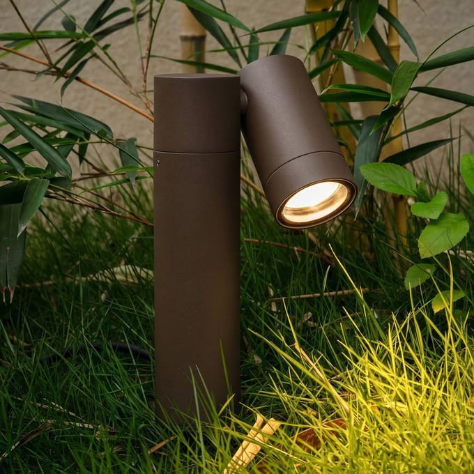 PRIOS - Buitenspots - 1licht - Aluminium, glas - H: 40 cm - GU10 - roest