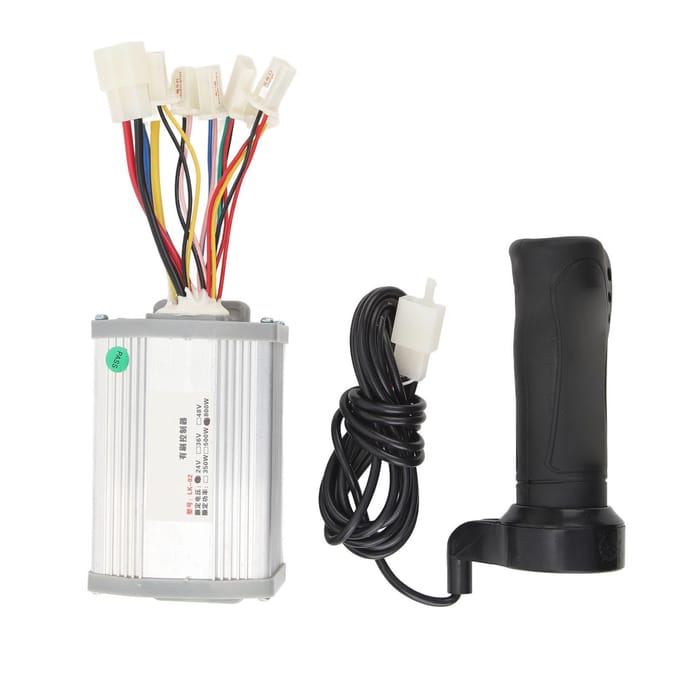 Elektrische Fiets Geborstelde Motor Controller Kit Borstelmotor Snelheidsregelaar met Draaigreep Set 24V white