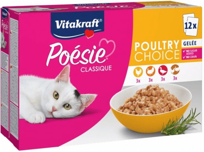 Vitakraft Poésie Classic Sauce Mixpakket - 12 x 85 g - Gelei (Kip, Gevogelte, Kalkoen, Eend)