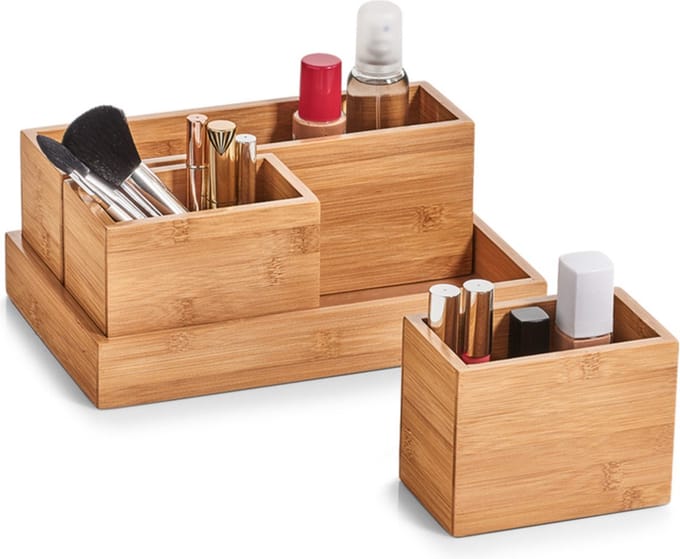 Zeller make-up organizer - 28 x 18 x 11 cm - bamboe hout