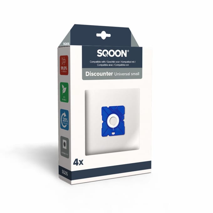 SQOON Stofzuigerzak Discounter Small doos a 4 stuks